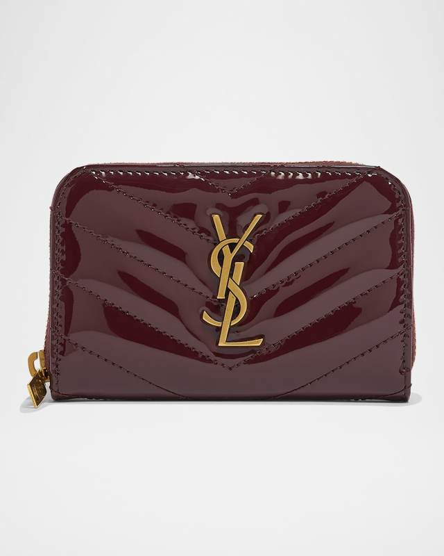 YSL Coin Wallet in Quilted Patent Leather